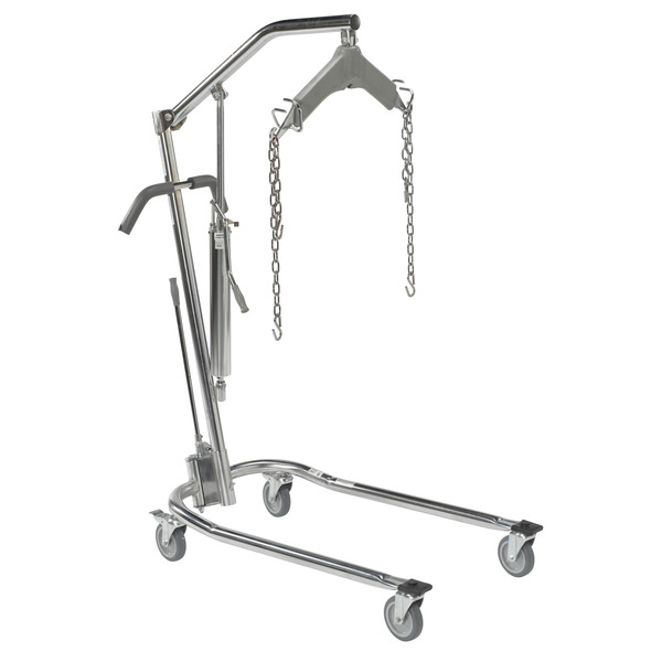 Drive Medical Hydraulic Patient Lift w/ Six Point Cradle, 5" Casters, Chrome 13023